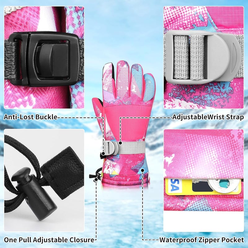 Odtmger Ski Gloves,Winter Waterproof & Warm Snow Gloves for Parent Child Kids-Skiing,Cycling,Motorcycle,Running - Image 4